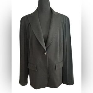 NWT Saks Fifth Avenue Classic Black One Button Blazer Size 14
